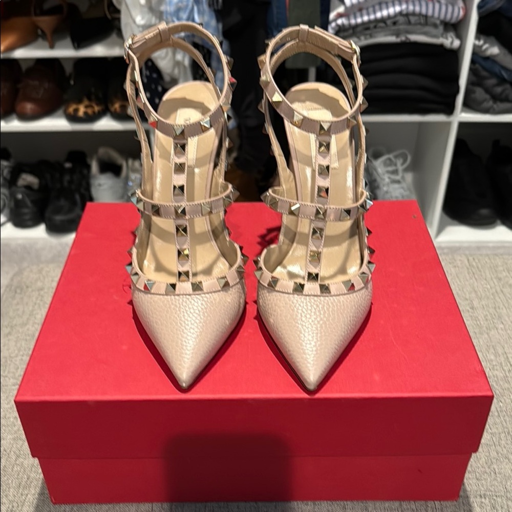 Valentino Cream Rockstud Heels